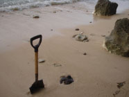 A Japanese Type JE 106.5lb Sea Mine on Amber Beach, Peleliu Island, Republic of Palau.